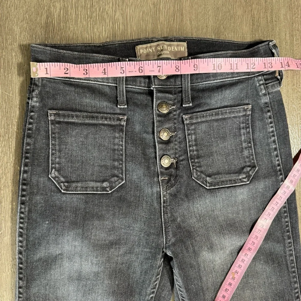 J. Crew Point Sur Denim Jeans Black Button Fly Bootcut Square Pockets 26